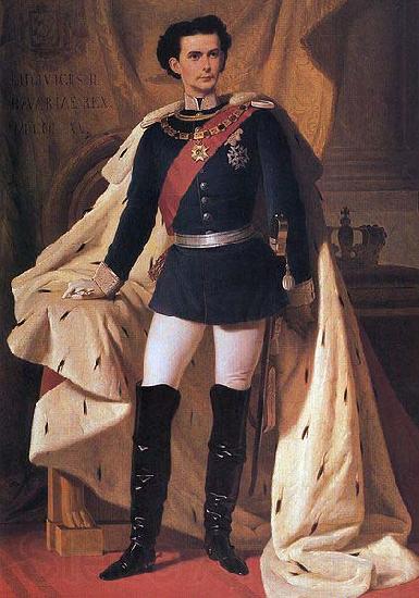 Ferdinand von Piloty King Ludwig II of Bavaria in generals' uniform and coronation robe France oil painting art